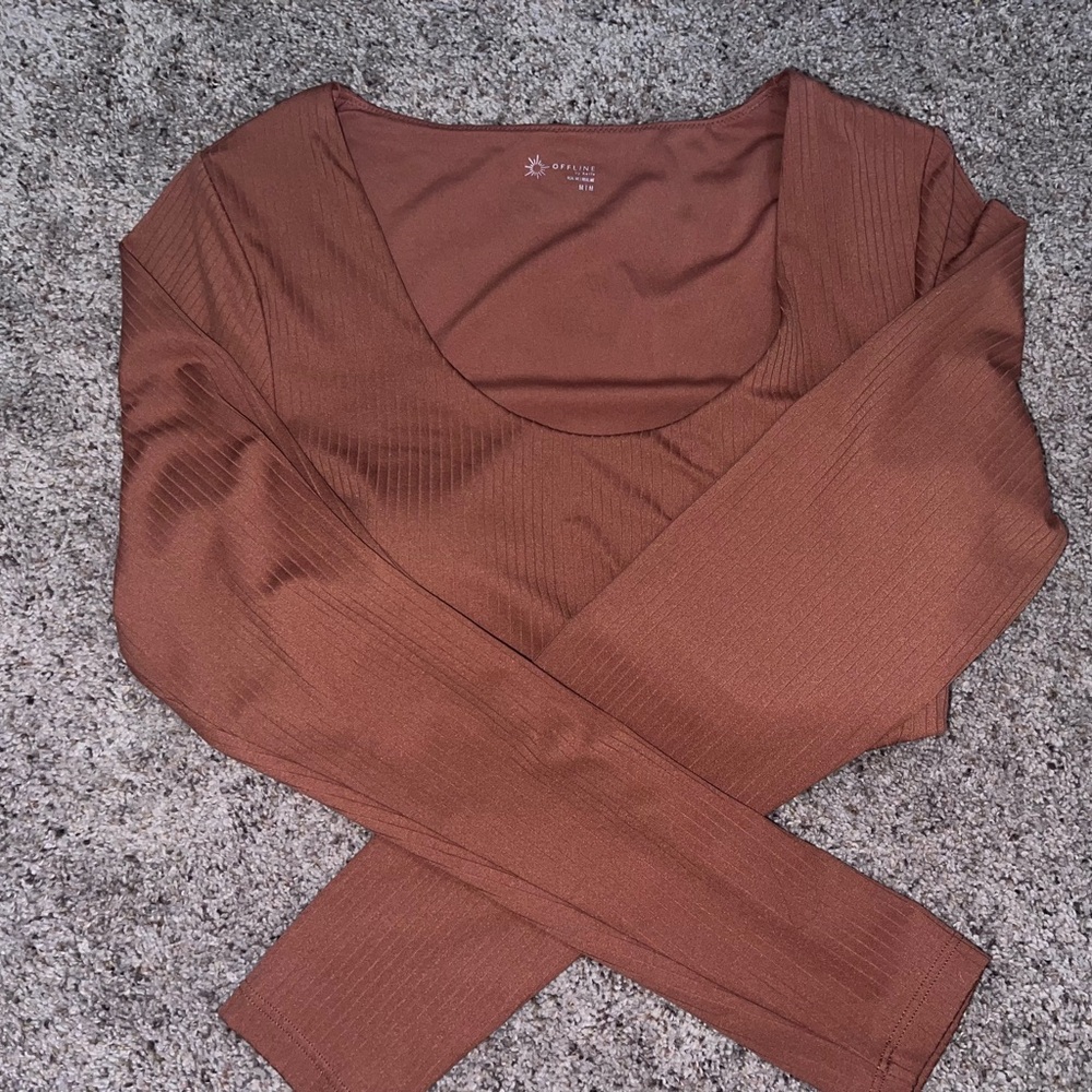 Aritzia Rust Long Sleeve Bodysuit